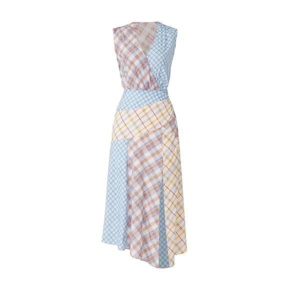 NWT Veronica Beard Wixon in Multi Patchwork Silk Asymmetrical Dress 10 $650 - Picture 1 of 11